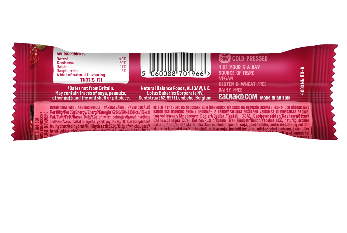 Buy Nakd Berry Delight Bars 18 x 35g