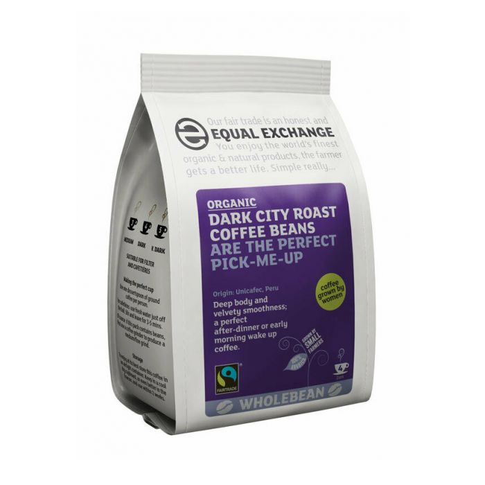 Grains de café entiers torréfaction foncée Equal Exchange 8 x 200 g