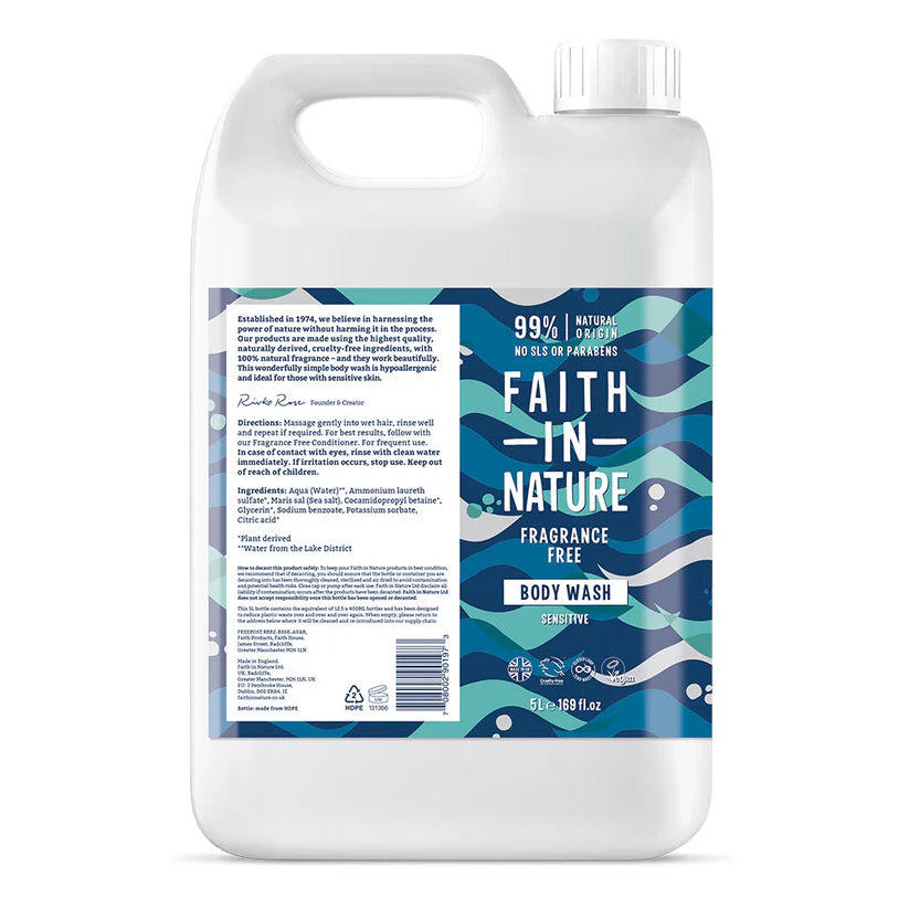 Faith In Nature Body Wash Fragrance Free 5 Litre