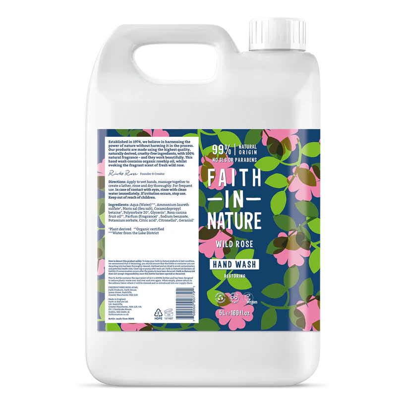 Faith In Nature Hand Wash Wild Rose 5 Litre