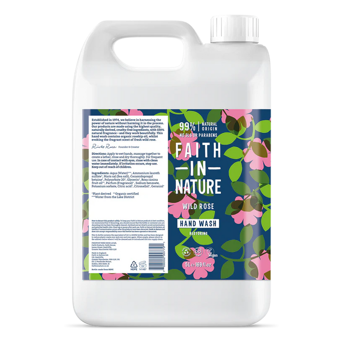 Faith In Nature Hand Wash Wild Rose 5 Litre