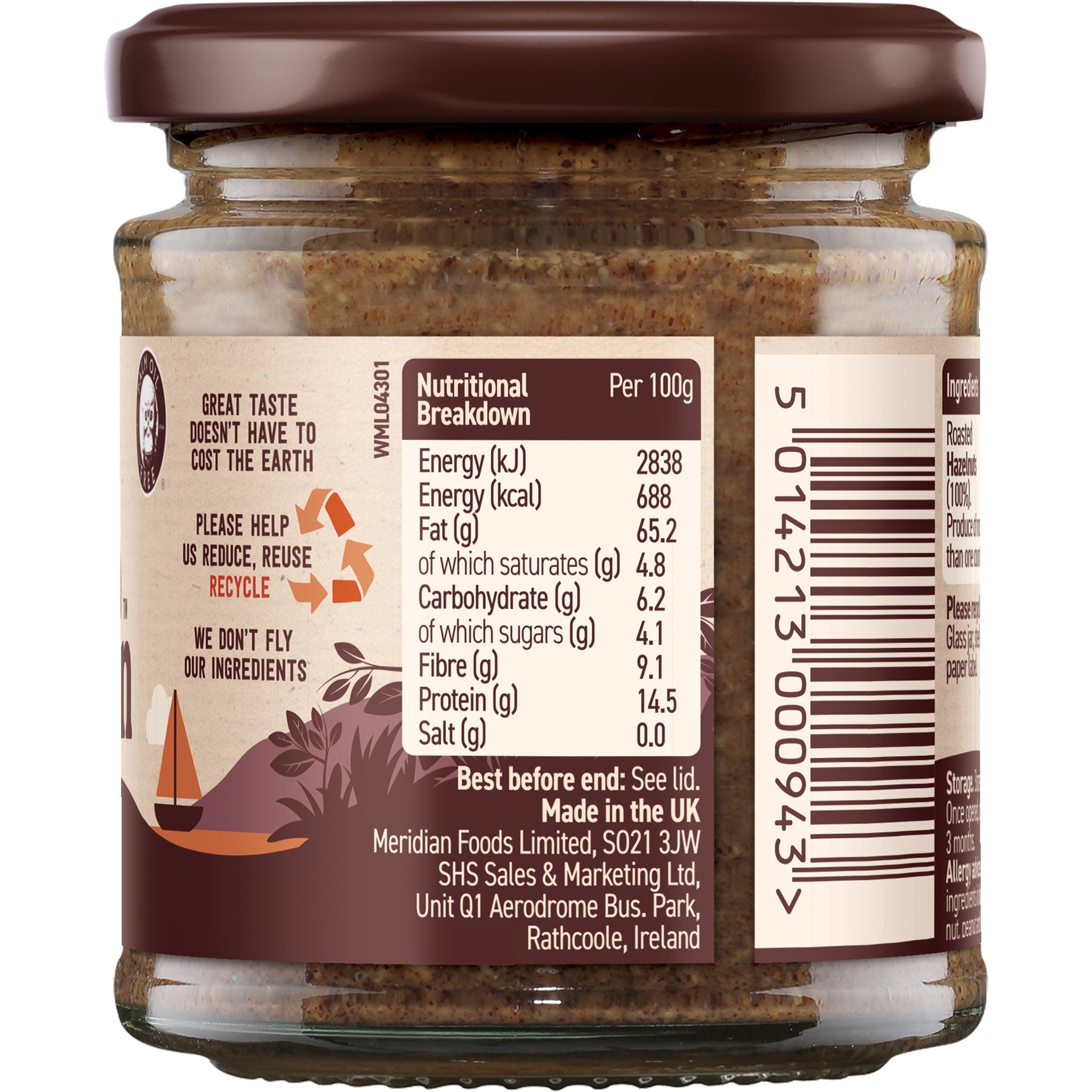 Hazelnut Butter Crunchy 100% Nuts 12207B Case-6x170g