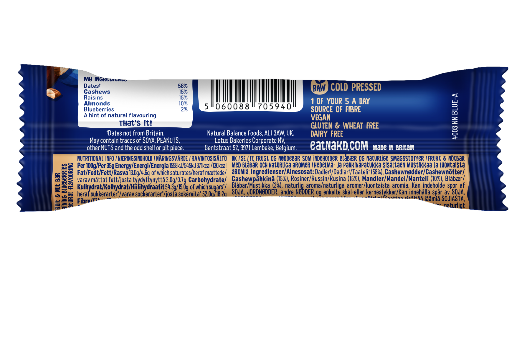 Nakd Blueberry Muffin Bar 18 x 35 g